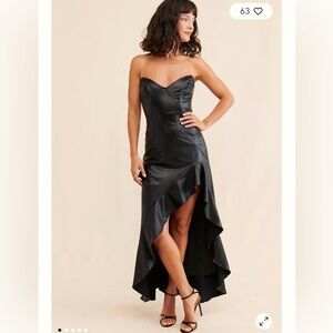 Free People/Anthropology Faux leather Strapless Dress
